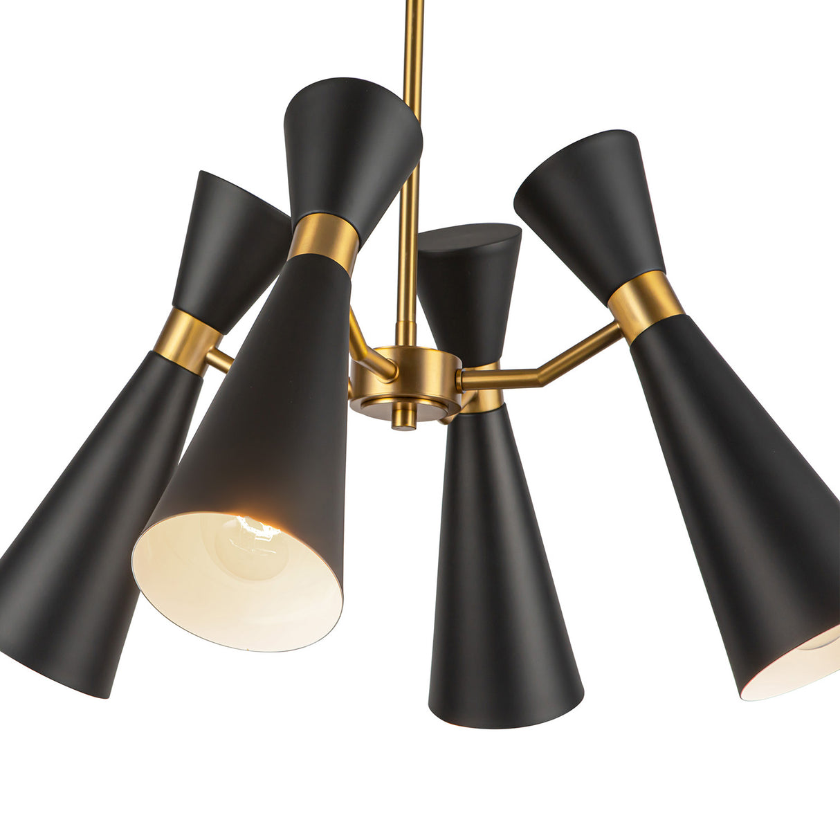 Aiden 4 Light Chandelier 24", Matte Black and Antique Brass