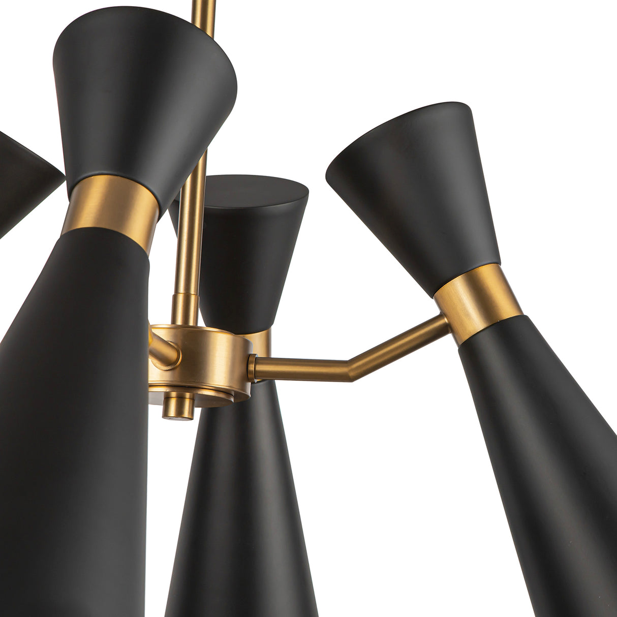 Aiden 4 Light Chandelier 24", Matte Black and Antique Brass