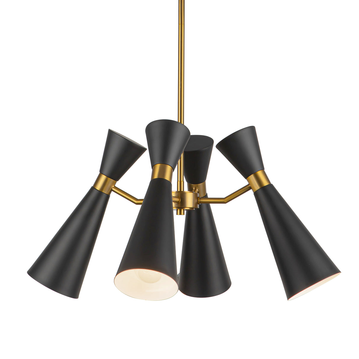 Aiden 4 Light Chandelier 24", Matte Black and Antique Brass