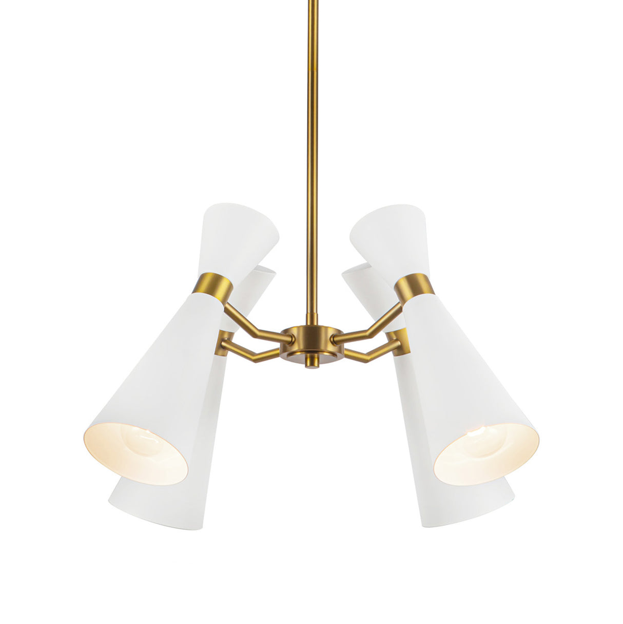 Aiden 4 Light Chandelier 24", White and Antique Brass