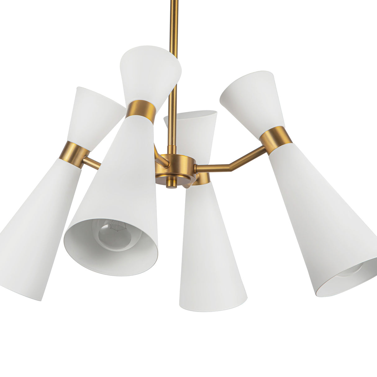 Aiden 4 Light Chandelier 24", White and Antique Brass