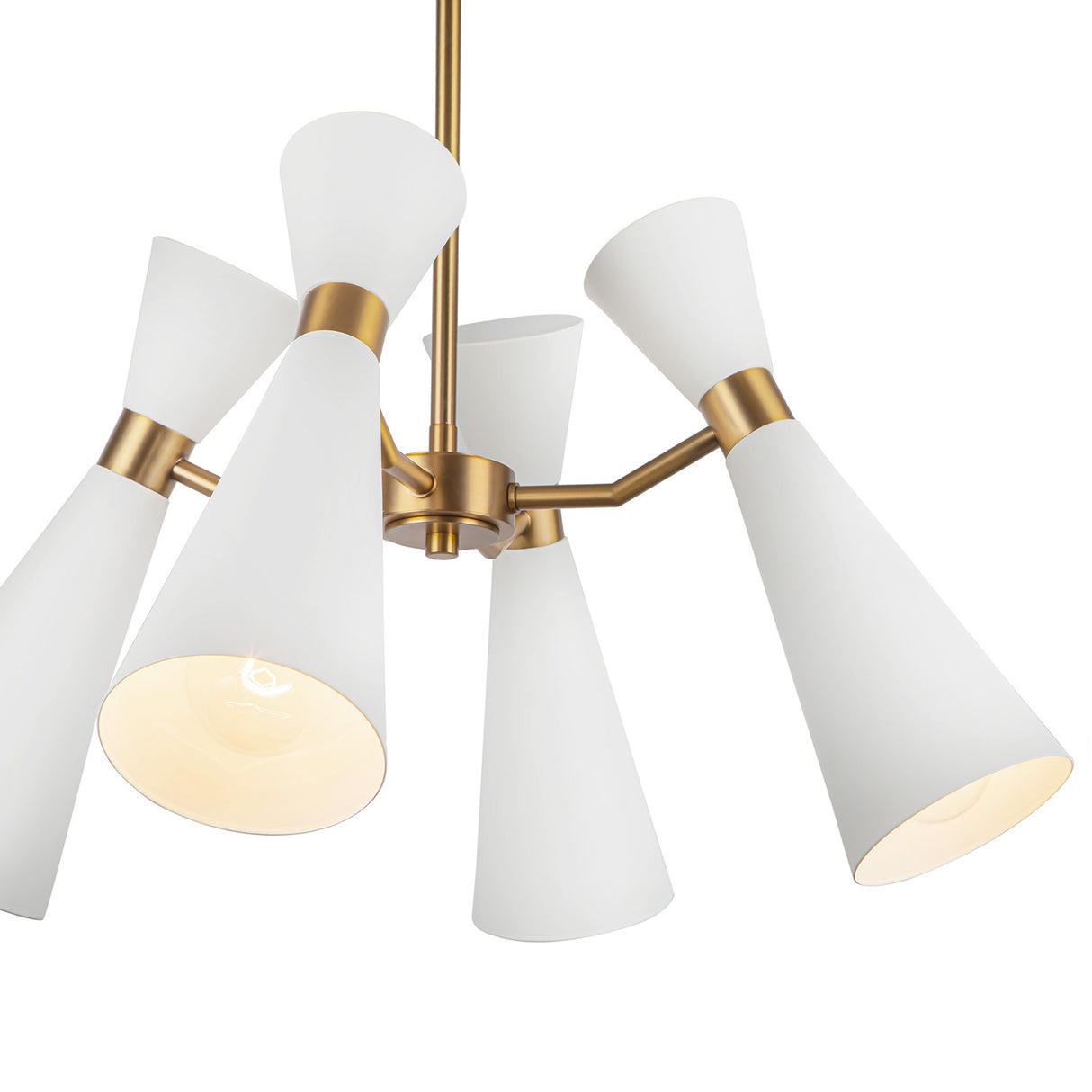 Aiden 4 Light Chandelier 24", White and Antique Brass