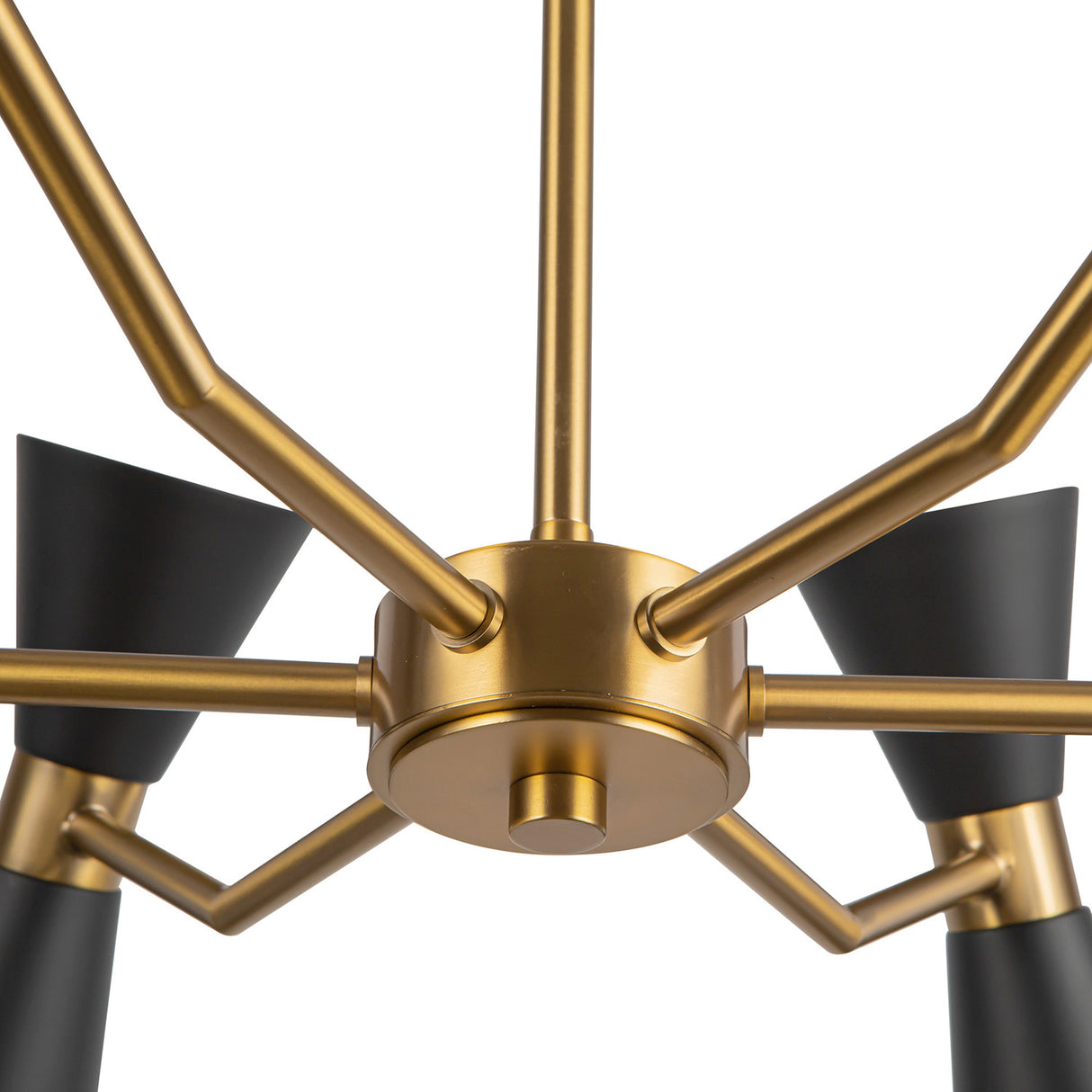 Aiden 6 Light Chandelier 32", Matte Black and Antique Brass
