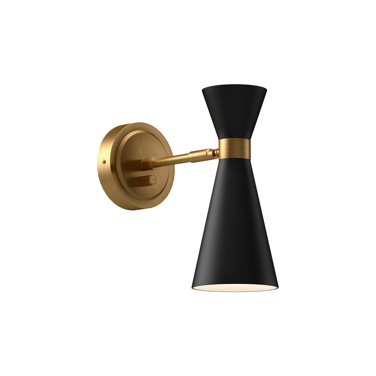 Aiden Pivot Wall Sconce, Matte Black and Antique Brass
