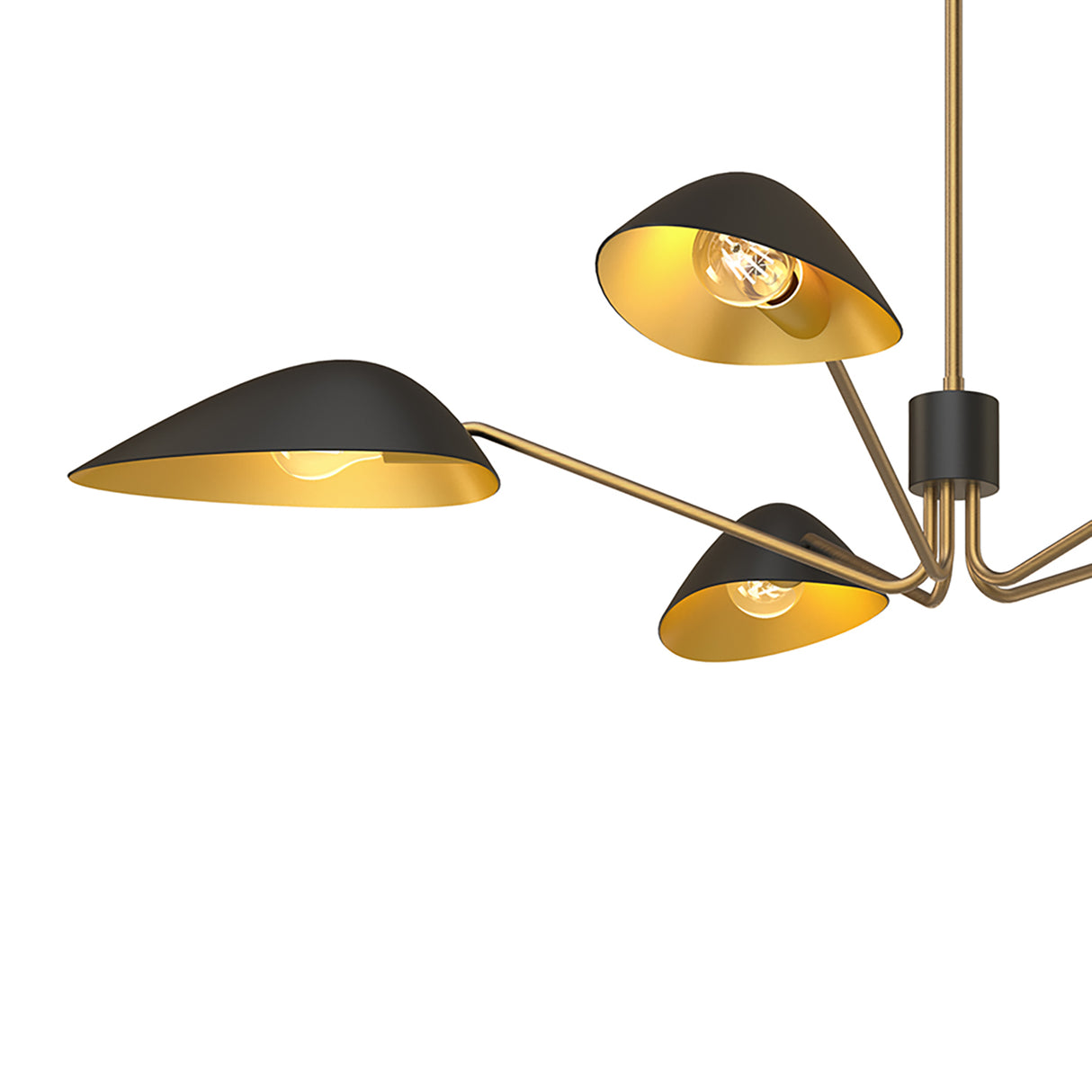 Jade 5 Light Chandelier 46", Matte Black and Antique Brass