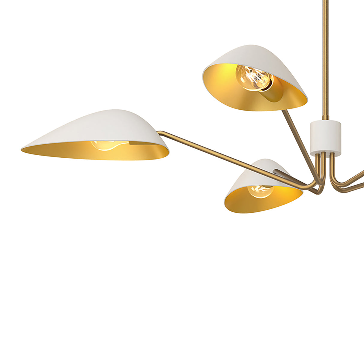 Jade 5 Light Chandelier 46", White and Antique Brass