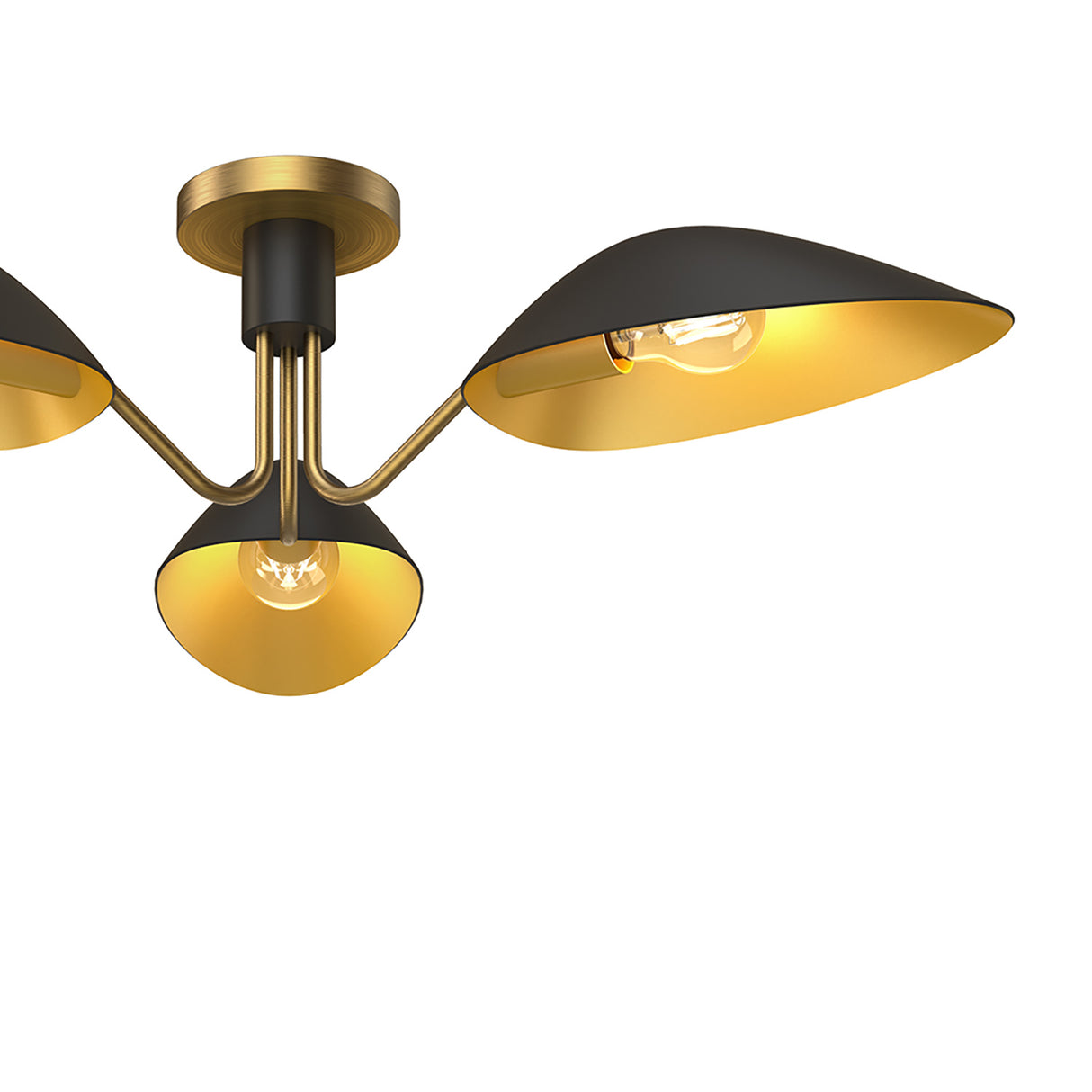 Jade Semi-Flush 32", Matte Black and Antique Brass