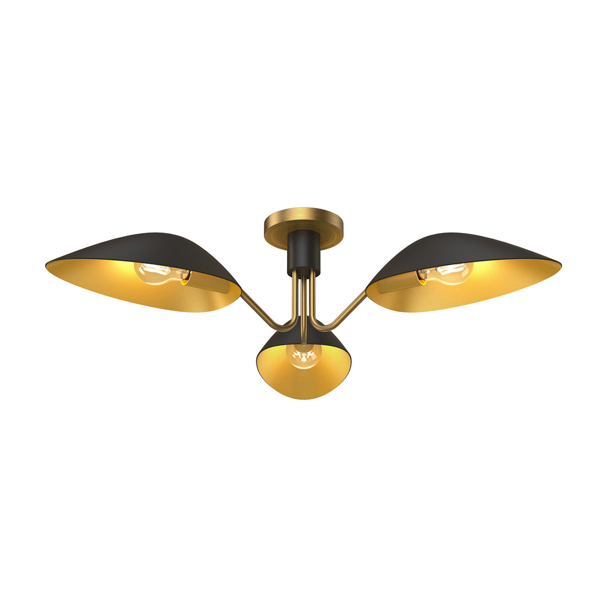 Jade Semi-Flush 32", Matte Black and Antique Brass
