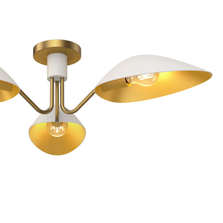 Jade Semi-Flush 32", White and Antique Brass