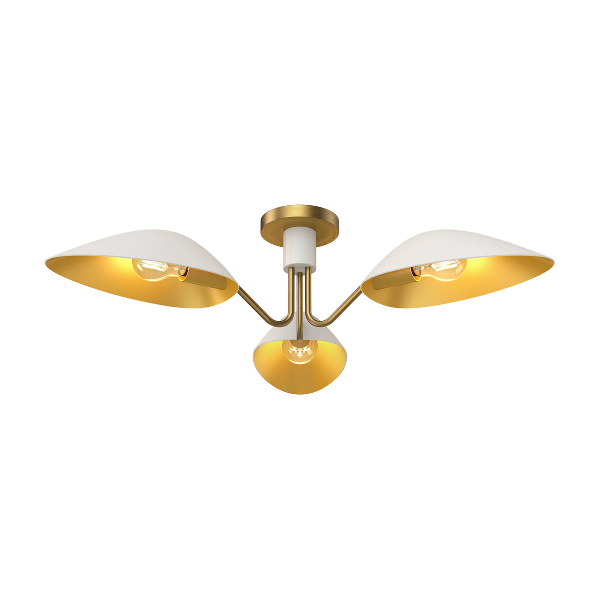 Jade Semi-Flush 32", White and Antique Brass