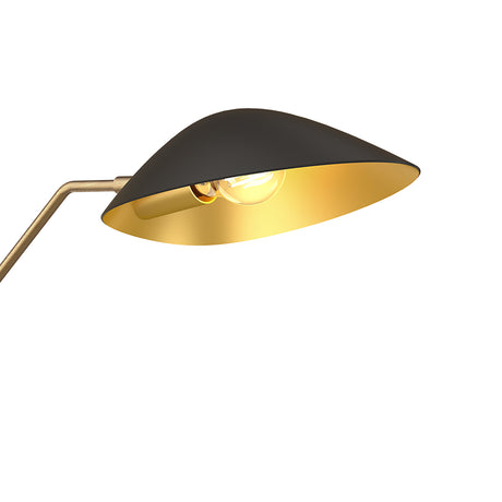 Jade Swing Arm Sconce, Matte Black and Antique Brass