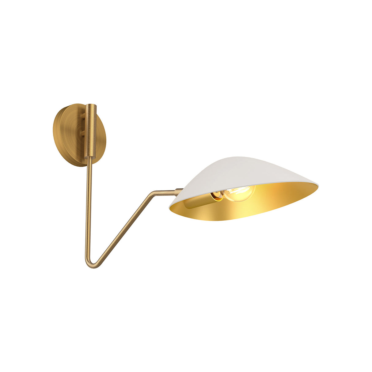 Jade Swing Arm Sconce, White and Antique Brass
