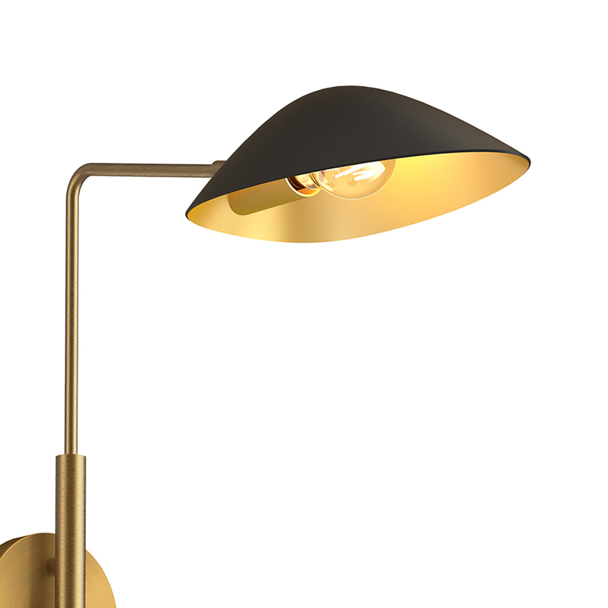 Jade Double Swing Arm Sconce, Matte Black and Antique Brass