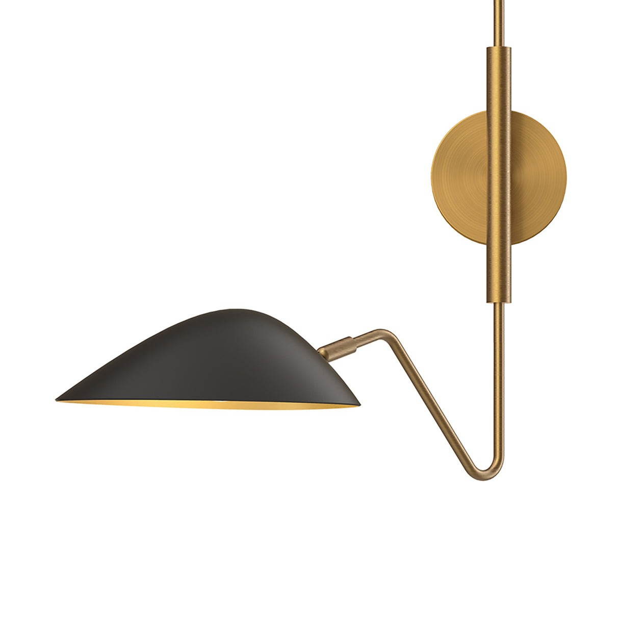 Jade Double Swing Arm Sconce, Matte Black and Antique Brass