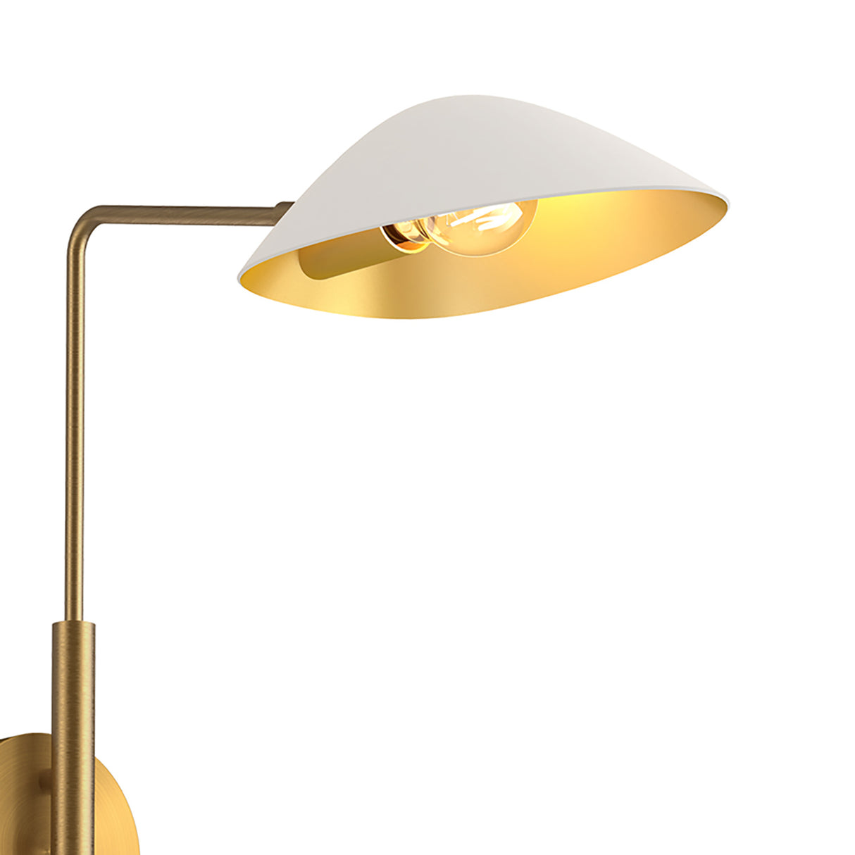 Jade Double Swing Arm Sconce, White and Antique Brass