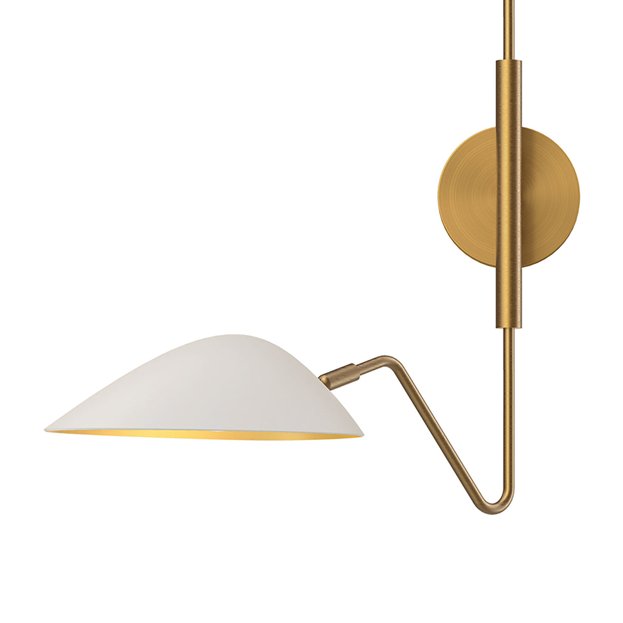 Jade Double Swing Arm Sconce, White and Antique Brass