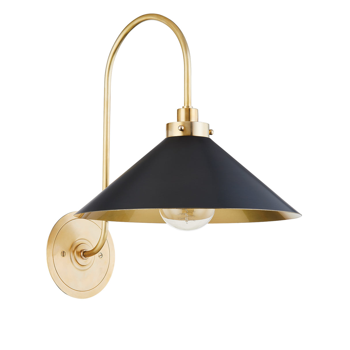 Alma Metal Wall Sconce 16", Black and Aged Brass