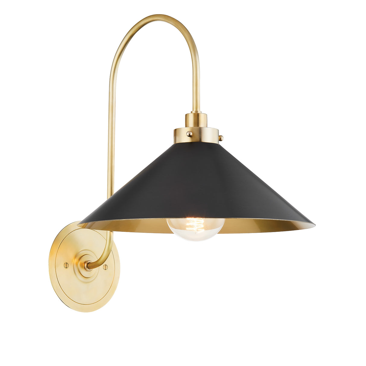 Alma Metal Wall Sconce 16", Black and Aged Brass