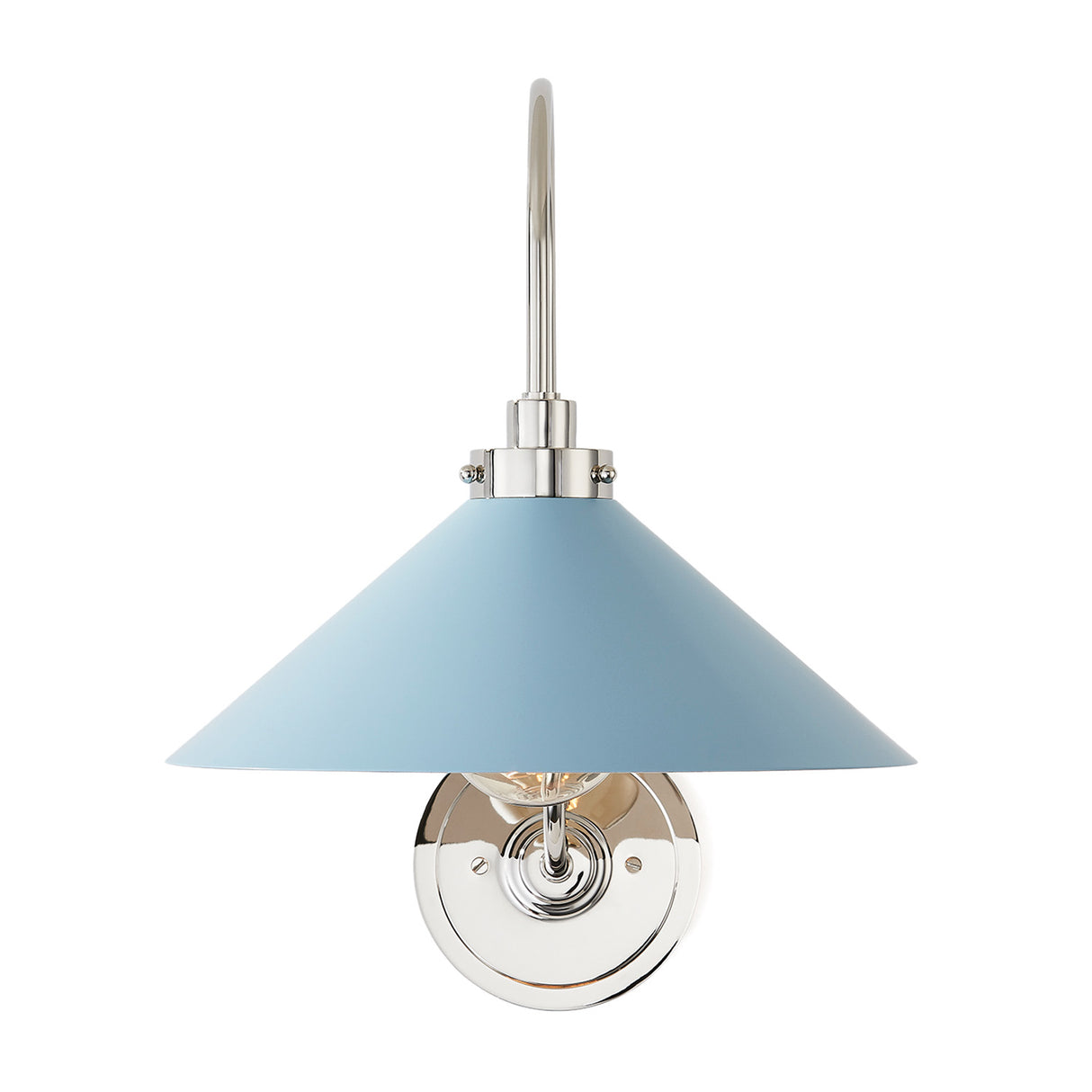 Alma Metal Wall Sconce 16", Sky Blue and Polished Nickel