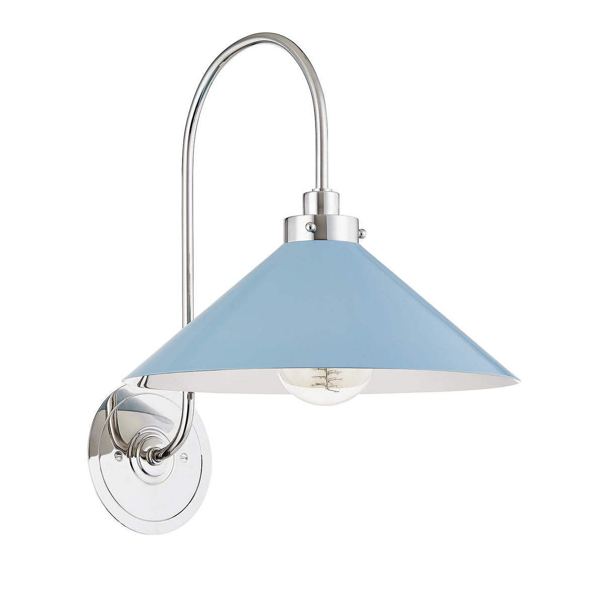 Alma Metal Wall Sconce 16", Sky Blue and Polished Nickel