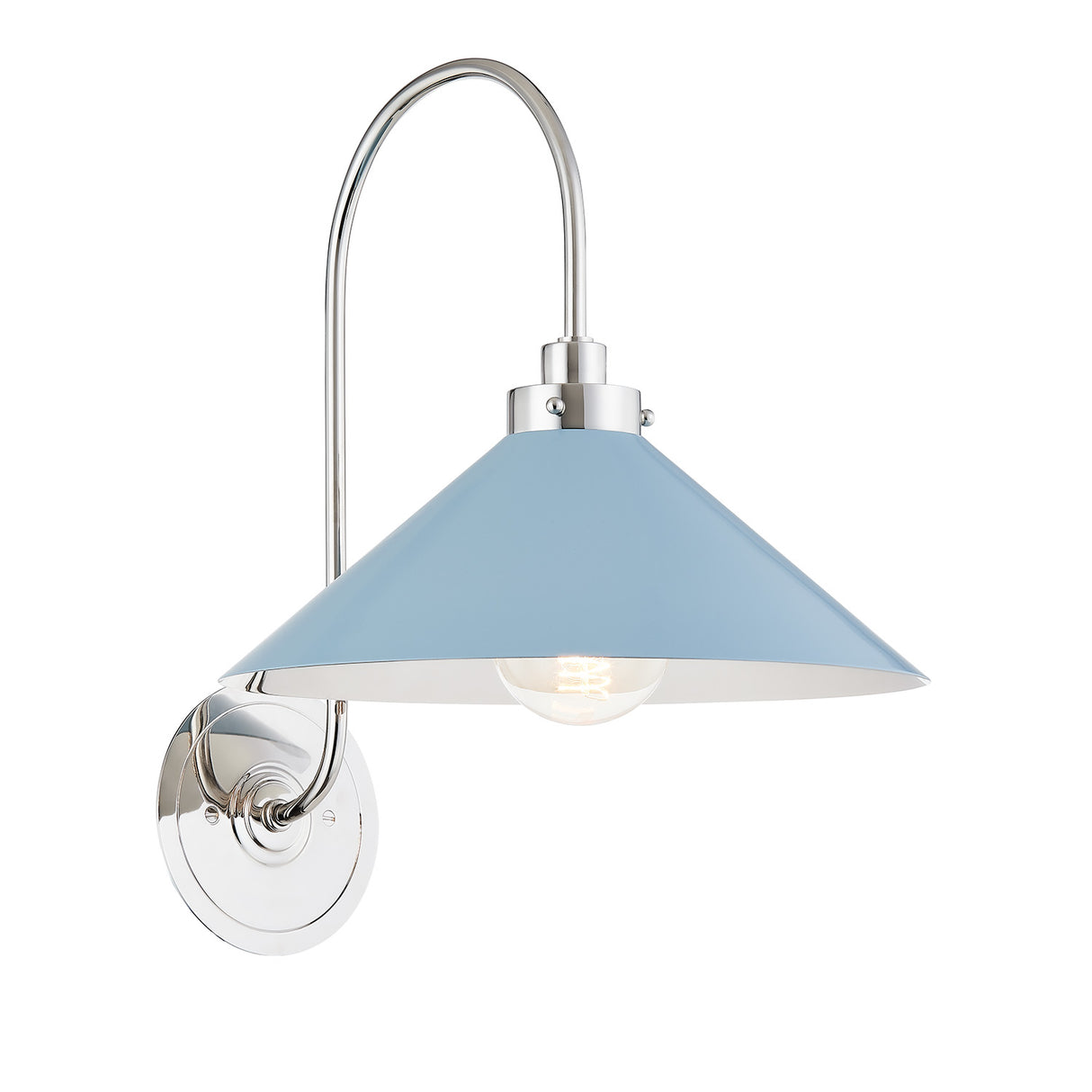 Alma Metal Wall Sconce 16", Sky Blue and Polished Nickel