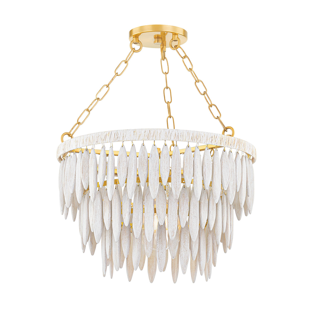 Willa Pendant 18", White-Washed Wood and Aged Brass