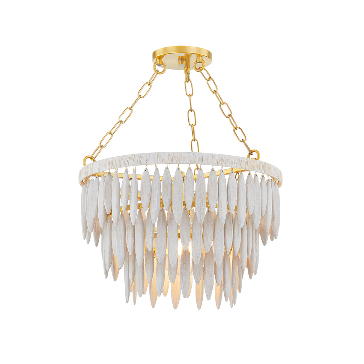 Willa Pendant 18", White-Washed Wood and Aged Brass