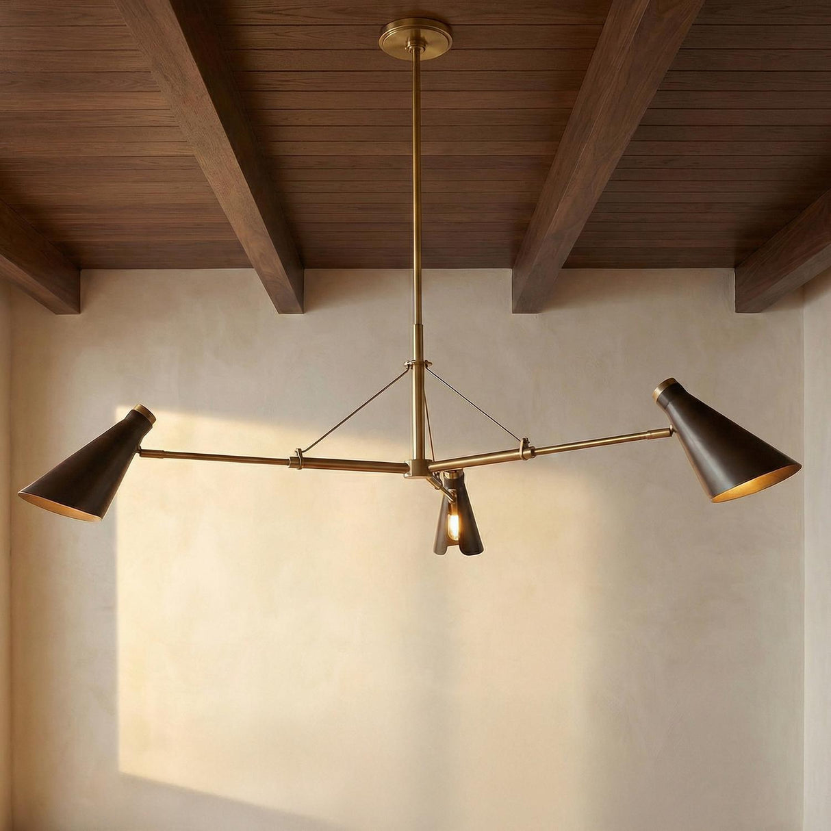 Ralph 3 Light Chandelier 49", Vintage Brass with Bronze