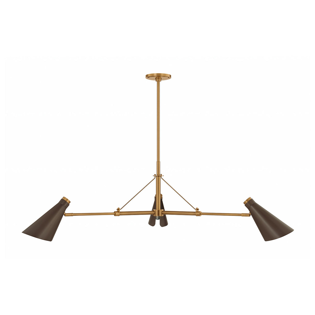 Ralph 3 Light Chandelier 49", Vintage Brass with Bronze
