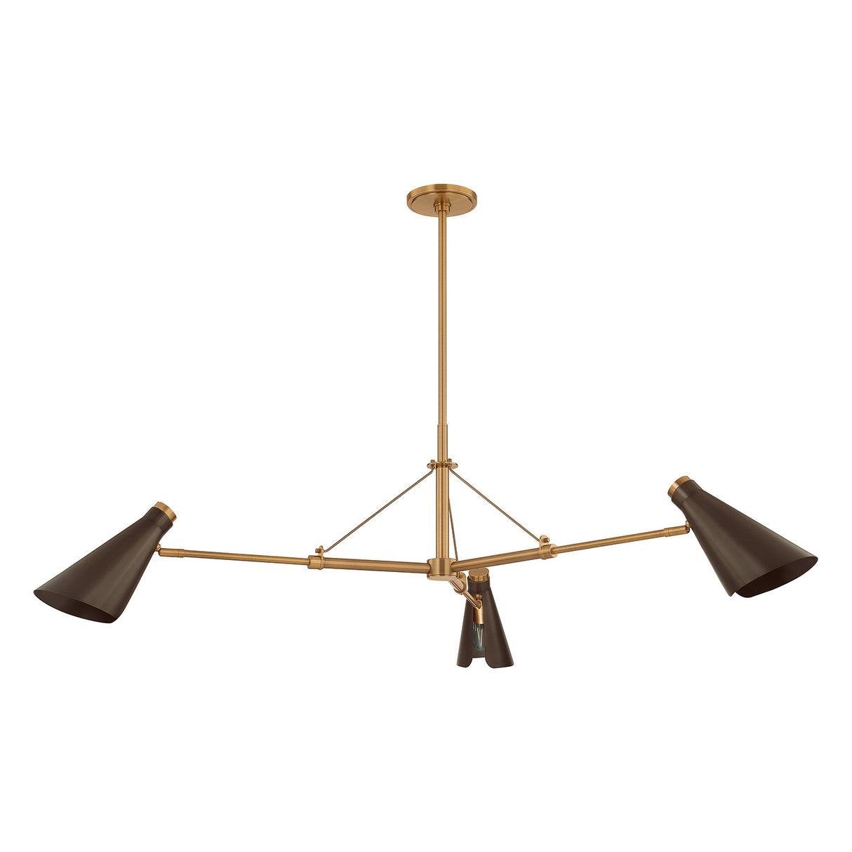 Ralph 3 Light Chandelier 49", Vintage Brass with Bronze