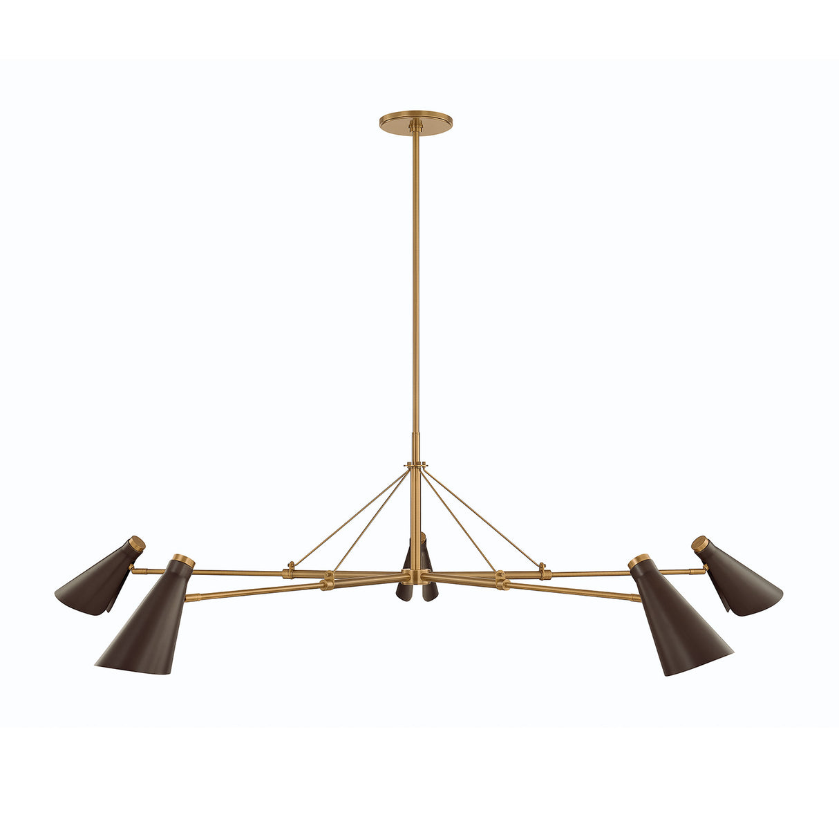 Ralph 5 Light Chandelier 69", Vintage Brass with Bronze