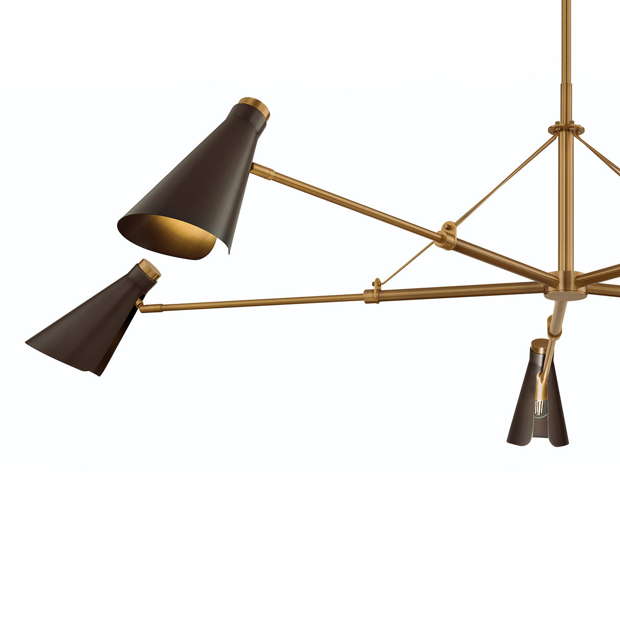 Ralph 5 Light Chandelier 69", Vintage Brass with Bronze