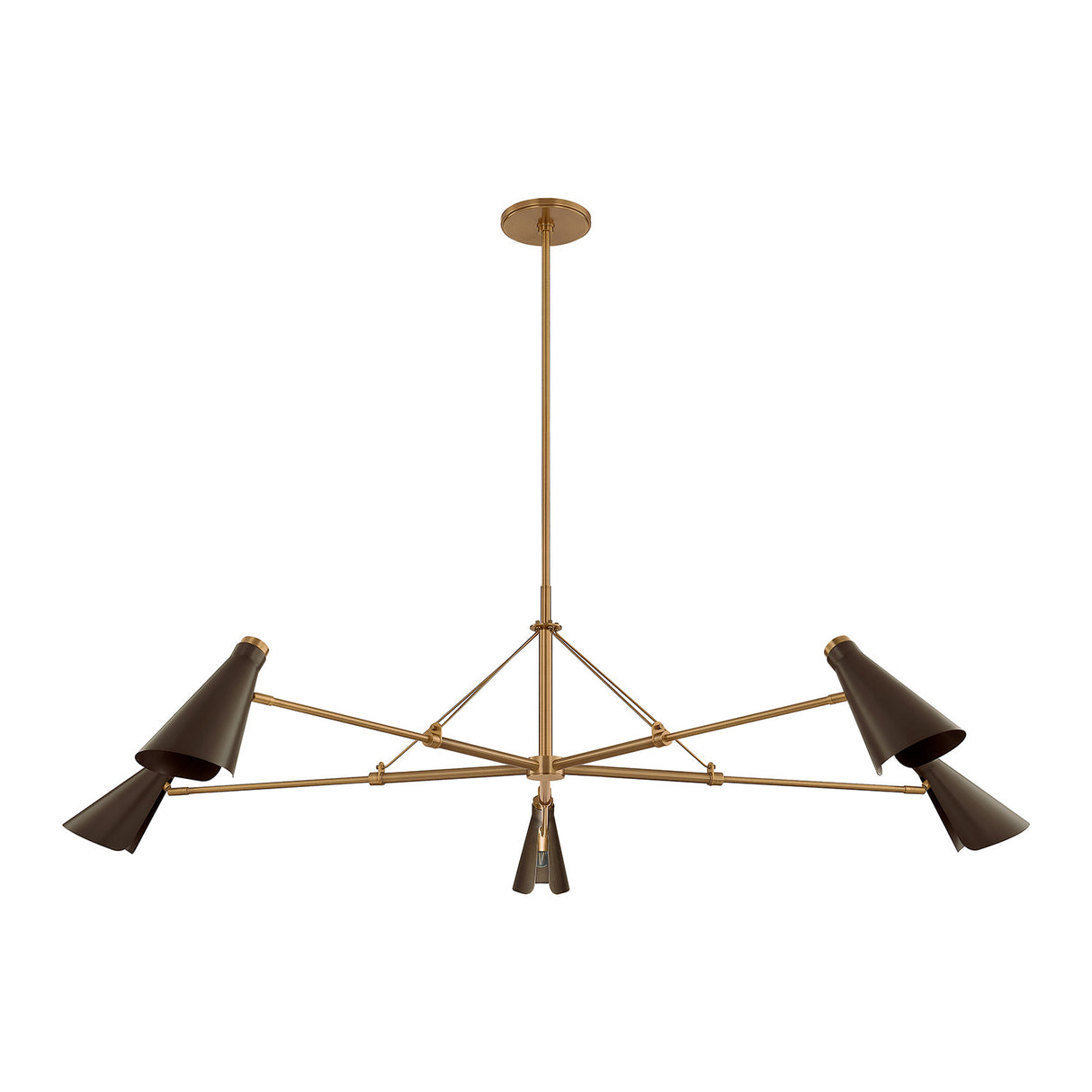 Ralph 5 Light Chandelier 69", Vintage Brass with Bronze