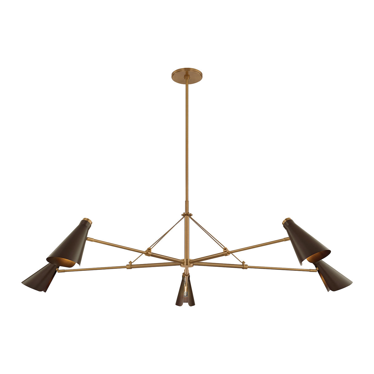 Ralph 5 Light Chandelier 69", Vintage Brass with Bronze