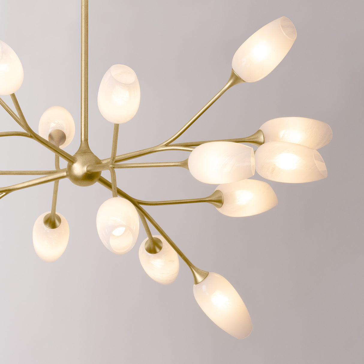 Amara 18 Light Chandelier 44", Gold Leaf with Art Glass