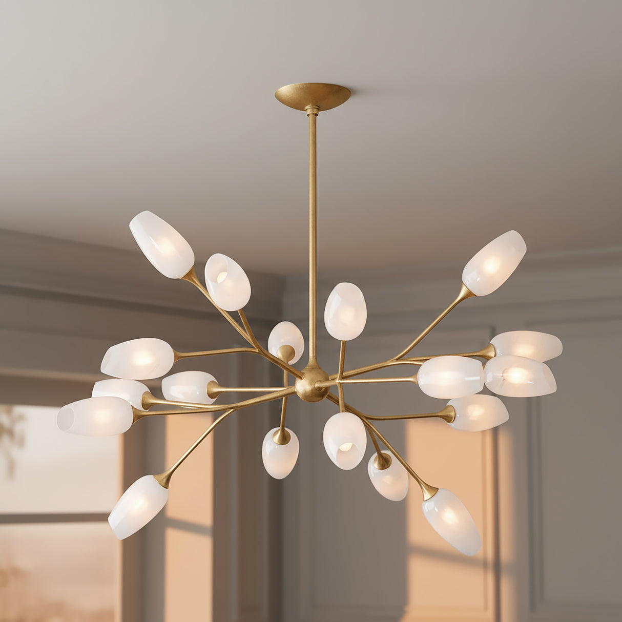 Amara 18 Light Chandelier 44" for Modern home with Gray Wall Panel