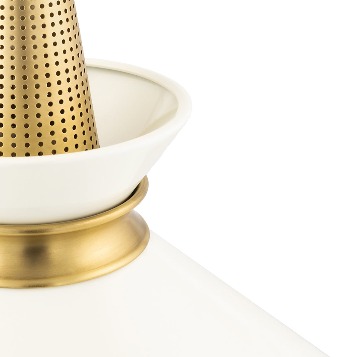 Sadie Medium Pendant 14", Cream and Aged Brass