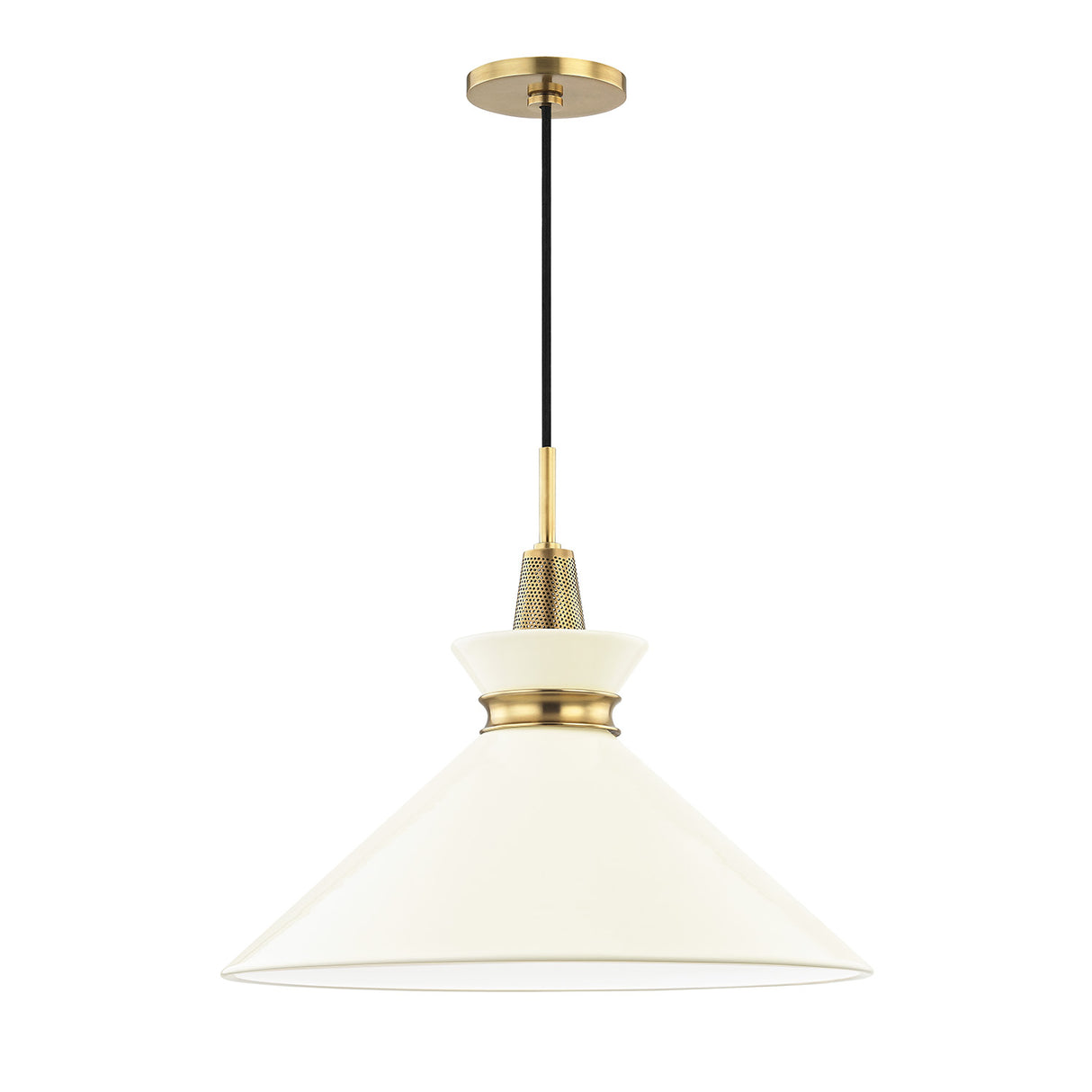 Sadie Large Pendant 18", Cream and Aged Brass