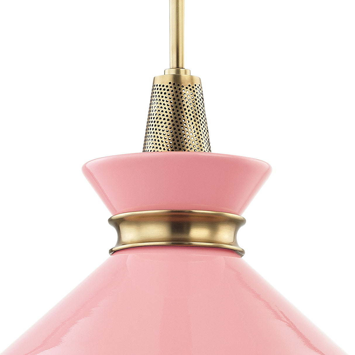 Sadie Large Pendant 18", Pink and Aged Brass