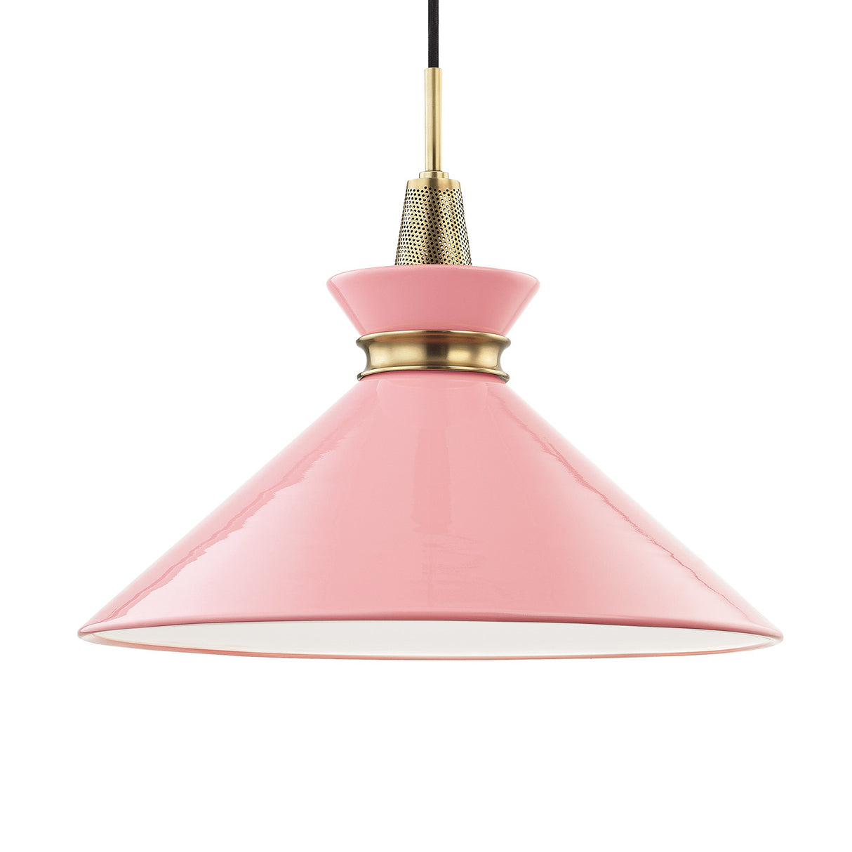 Sadie Large Pendant 18", Pink and Aged Brass