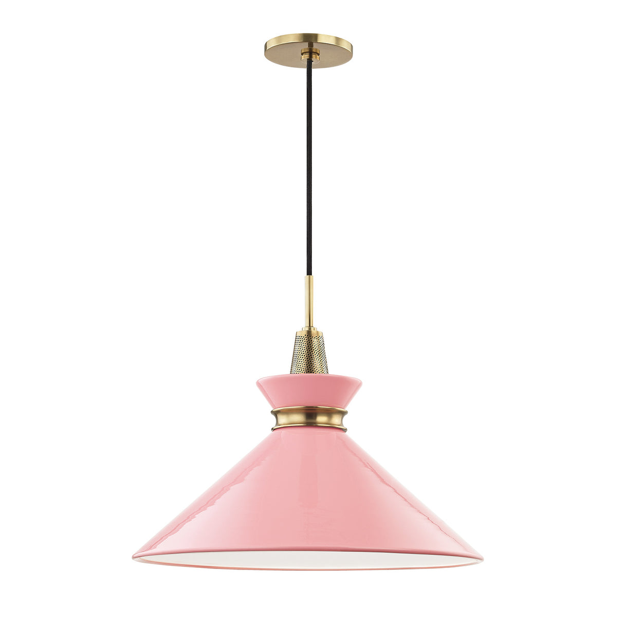 Sadie Large Pendant 18", Pink and Aged Brass