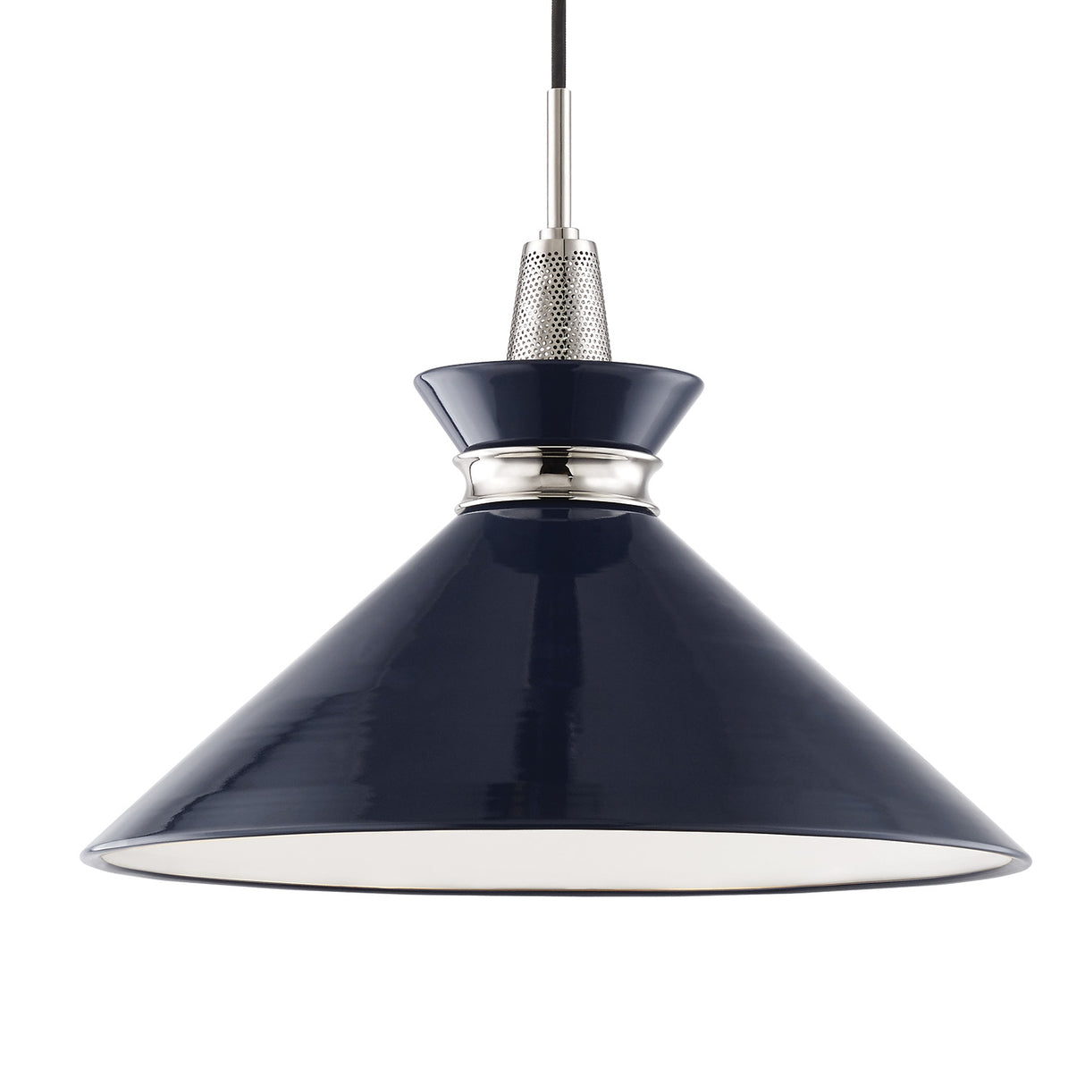 Sadie Large Pendant 18", Navy and Polished Nickel
