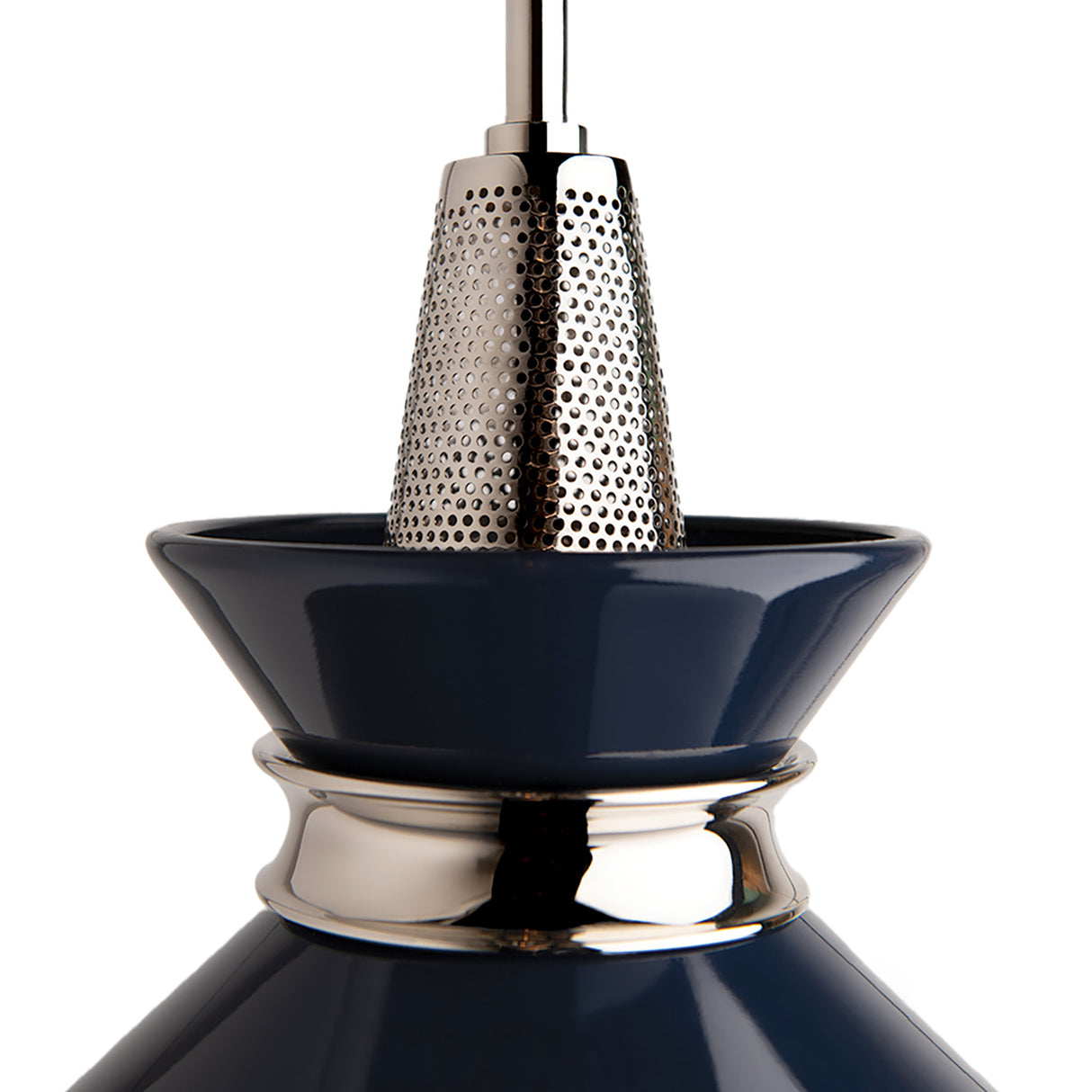 Sadie Medium Pendant 14", Navy and Polished Nickel