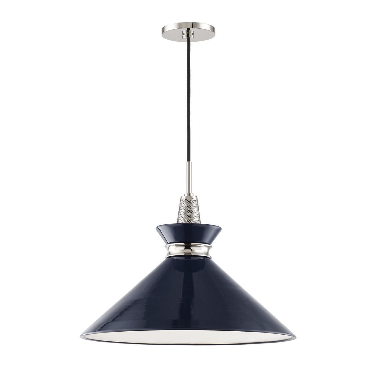Sadie Large Pendant 18", Navy and Polished Nickel