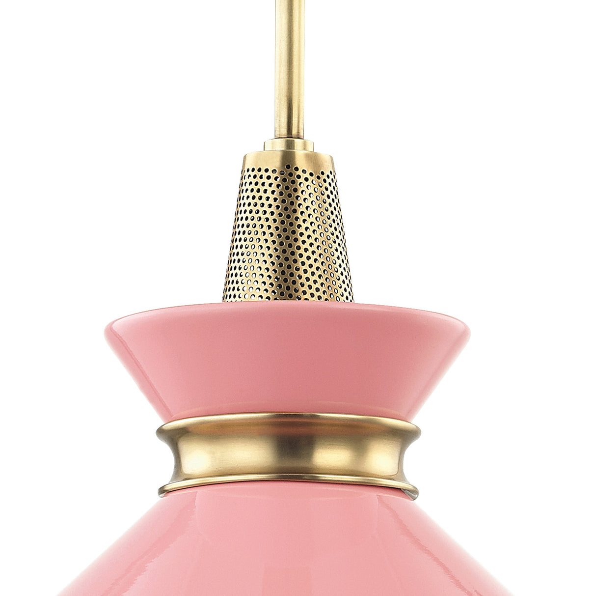Sadie Medium Pendant 14", Pink and Aged Brass