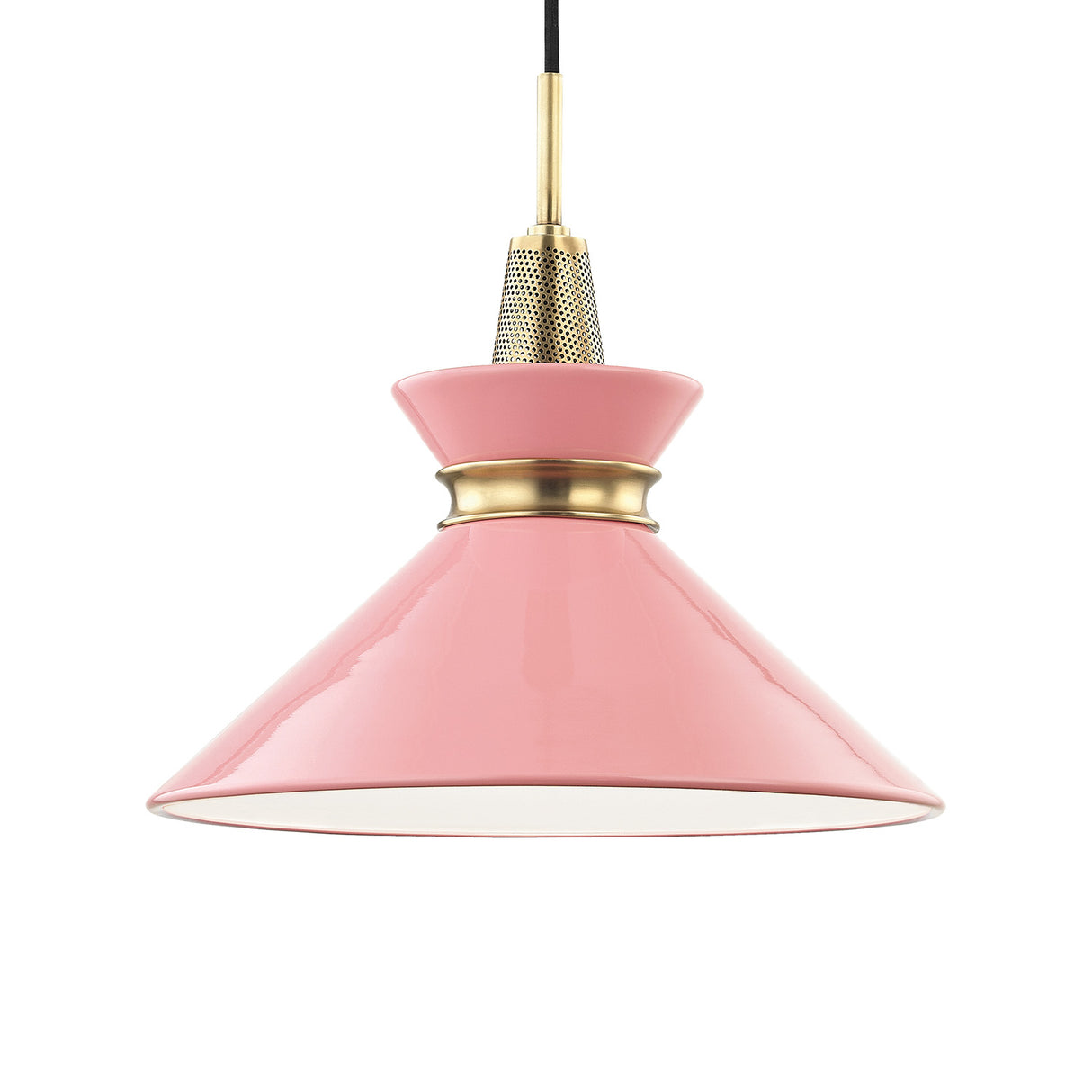 Sadie Medium Pendant 14", Pink and Aged Brass