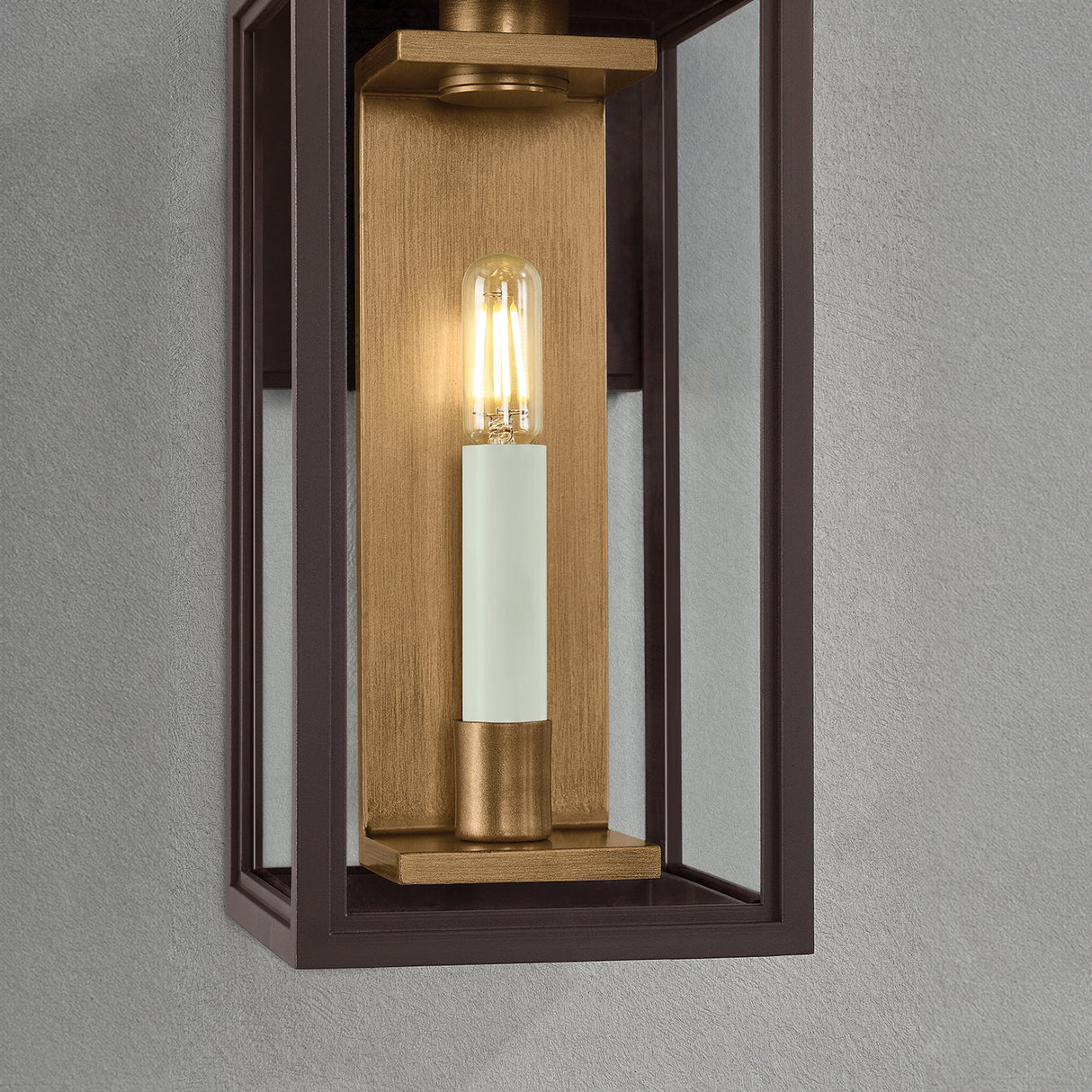 Orin Outdoor Wall Light, Small 15" Bronze with Vintage Brass Accents