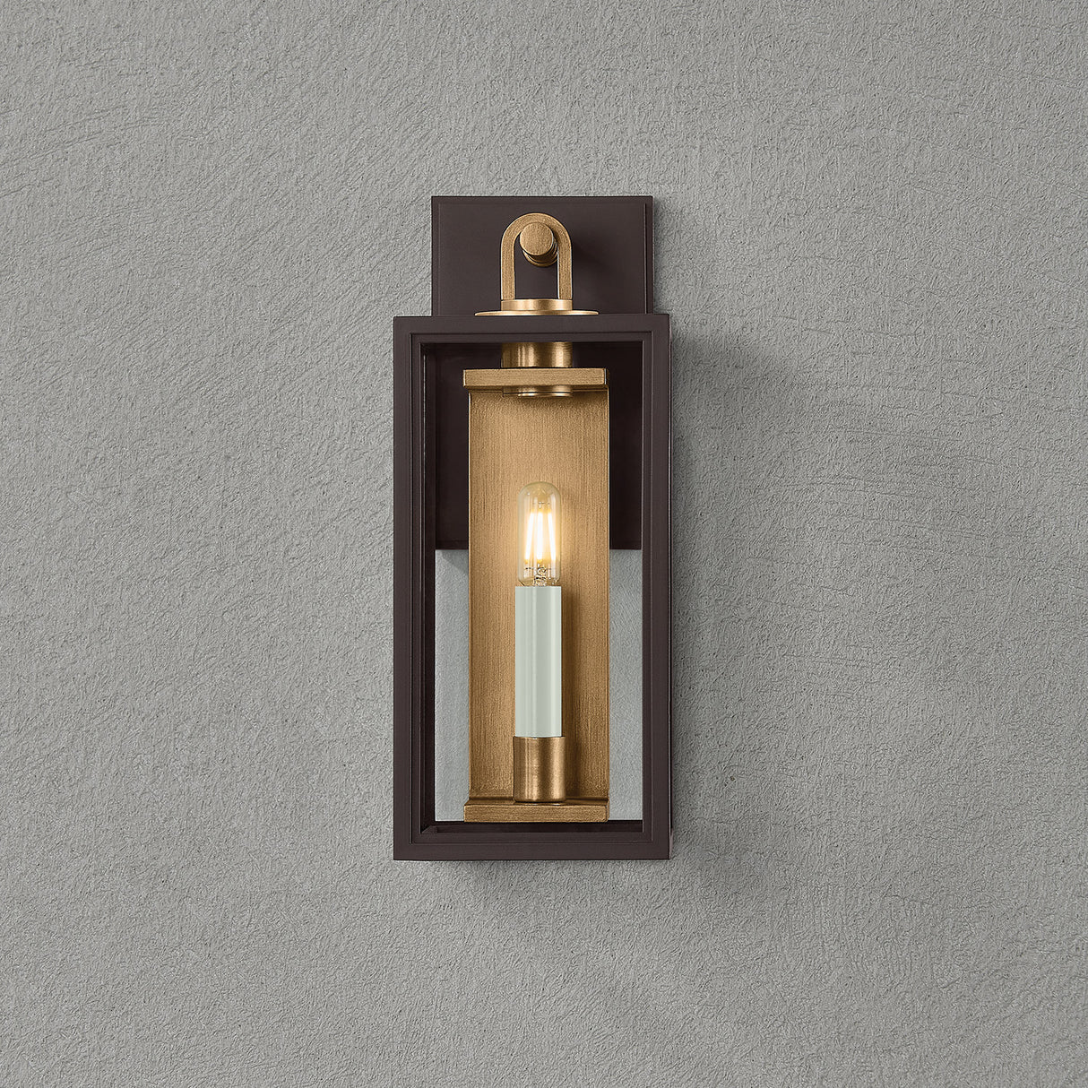Orin Outdoor Wall Light, Small 15" Bronze with Vintage Brass Accents