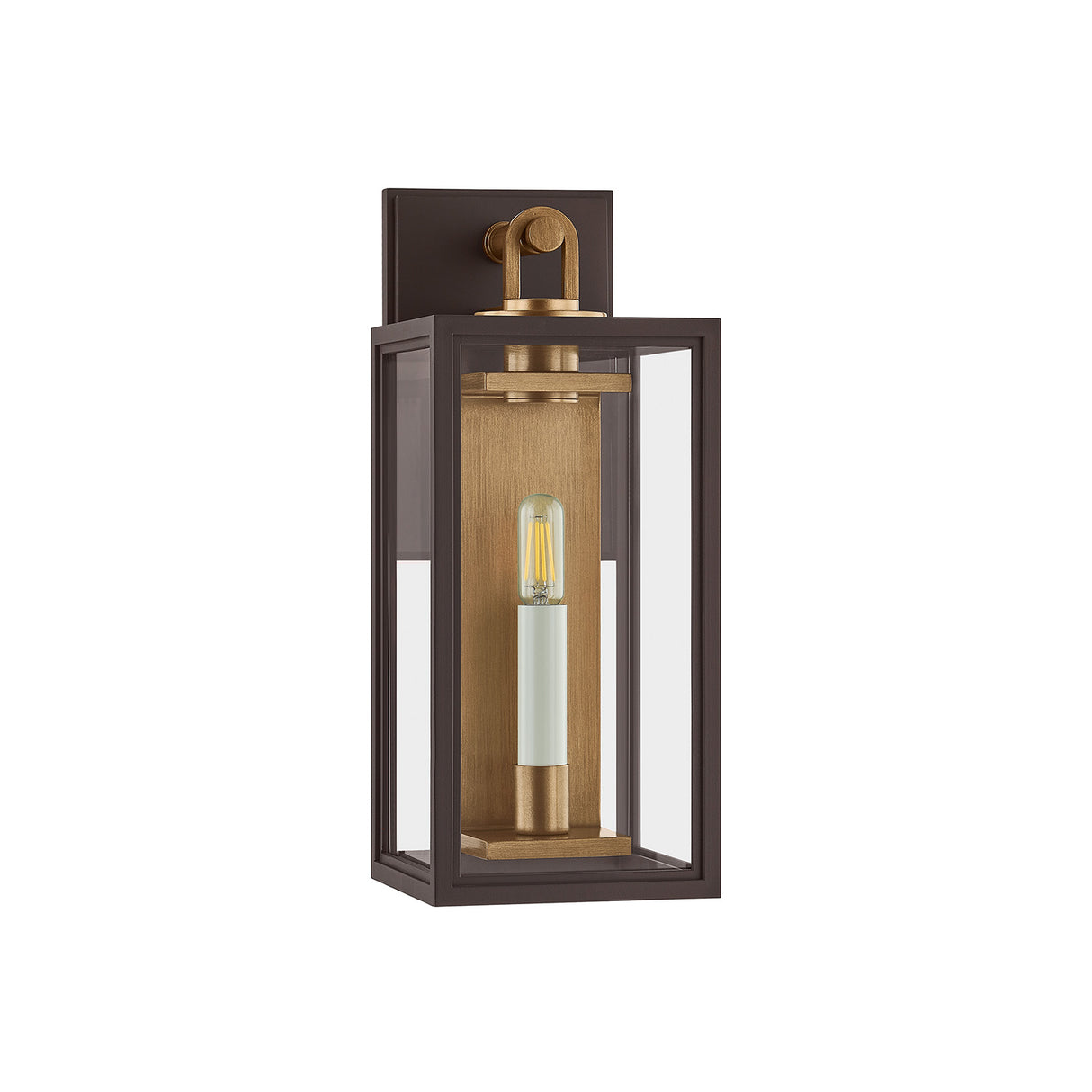 Orin Outdoor Wall Light, Small 15" Bronze with Vintage Brass Accents