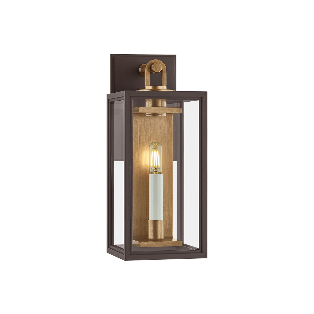 Orin Outdoor Wall Light, Small 15" Bronze with Vintage Brass Accents